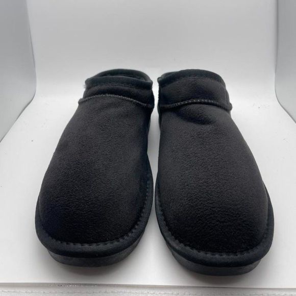 CUSHIONAIRE Women's Cozy Faux Shearling Genuine Suede mule slippers BLACK 8.5 - Picture 3 of 6